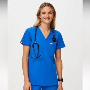Figs Royal Blue Catarina Scrub Top